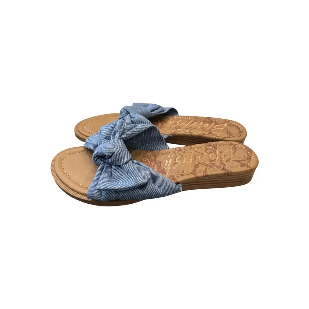 Blowfish Malibu Bow Slide Sandals Denim Blue Women’s 9.5